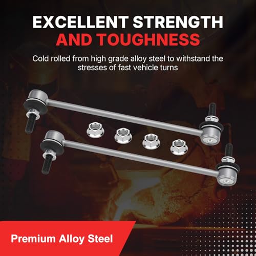 K750098 Zinc-Nickel Alloy Front Sway Bar Stabilizer Links for 09-14 Nissan Cube/07-19 Nissan Versa/14-19 Nissan Versa Note/15-19 Nissan Micra OE# 546189U00A 546181FE0A 45G20818 54618JX00A MS30844 - color: K750098, size: Sway Bar Links