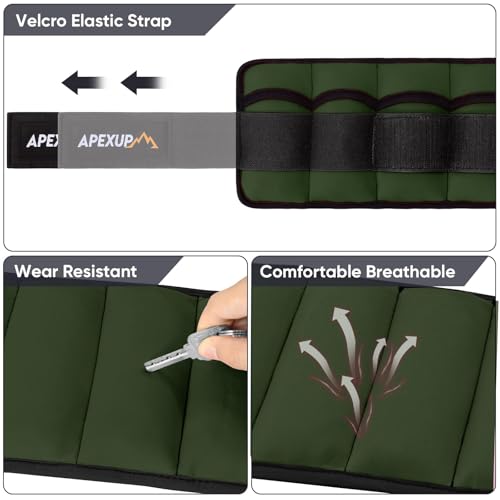 APEXUP Adjustable Ankle Weights for Women and Men, Modularized Leg Weight Straps for Yoga, Walking, Running, Aerobics, Gym, Physical Therapy - color: Green, size: 5 lbs x2
