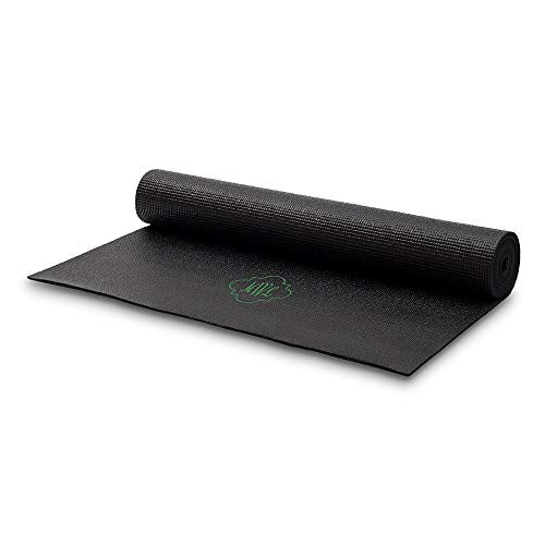Weddingstar Customizable No-Slip Black Yoga Mat - color: Ornate Monogram