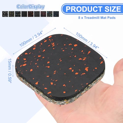PATIKIL 8 Pcs Treadmill Mat Pads, 4x4x0.6 High Density Foam Anti Vibration Pad Sound Proof Floor Mat Exercise Equipment Mat for Carpet Protect Noise Reduction Home Gym, Orange - color: Orange, size: 4x4x0.6"