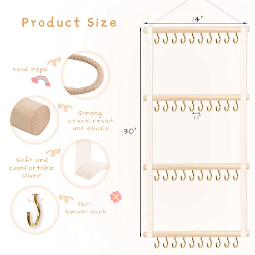 POVETIRE Headband Holder Head Bands Organizer for Girls, Baby Headbands Hair Accessories Organizer Storage Wall Hanging Decor for Nursery Toddler Girls Room - color: Beige