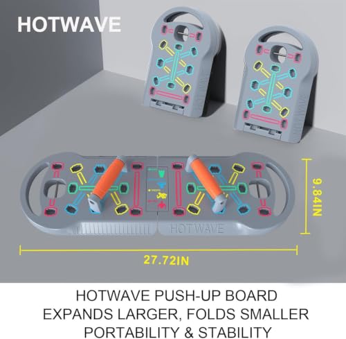 HOTWAVE Push Up Board, Portable PushUp Board, Foldable 20 in 1 Push Up Bar | Multifunctional Pushup Handles for Floor, Professional Strength Training Equipment For Men and Women at Home Gym - color: Grey