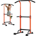 soges Power Tower Pull Up Bar Station, Free Standing Pull Up Rack Dip Station for Home Gym, Height Adjustable Home Strength Training Fitness Workout Equipment - color: Orange