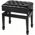 Adjustable Piano Bench with Storage, Glossy PU Leather Keyboard Stool, Heavy Duty Solid Birch Wood, Height Adjustable 19.7‑22.8”, for Home Practice & Studio, Black - color: Black Glossy