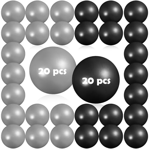 40 Pcs Small Exercise Pilates Ball Bulk 9 Inch Mini Yoga Balls Anti Burst and Slip for Stability Fitness Physical Therapy Stretching & Core Workout at Home Gym Office Class - color: Black Gray