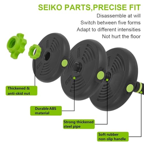 Adjustable Dumbbell Set, 44/66/88 Lbs Free Weight Dumbbells Set, 4 in 1 Dumbbells Set Used As a Kettlebell, Barbell, Push Up Stand, Exercise & Fitness for Home Gym, Black & Green - size: 88 LB-Round