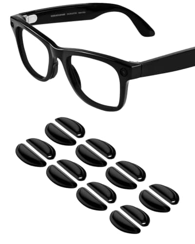 Compatible with Ray-Ban Meta Wayfarer Eyeglass Nose Pad, 8 Pairs Soft Silicone Anti Slip Replacement Nose Pads - color: Black