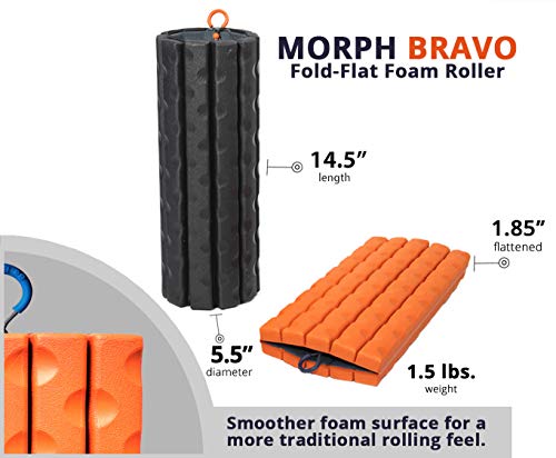 Brazyn Morph Foam Roller: Collapsible Travel Foam Roller for Back Pain Relief, Workout Muscle Recovery, Back Massager, Deep Tissue Leg Massage, Back Cracker (Sunset Orange, Traditional) - color: Sunset Orange, size: Traditional