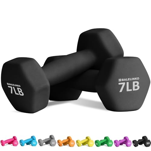 Balelinko Home Gym Equipment Workouts Strength Training Weight Loss Pilates Weights Yoga Sets Weights for Women, Men, Seniors and Youth - color: Black, style: 7 LB, Pair