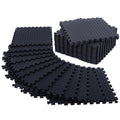 12 Pack, 48 SQFT - 24" x 24" - 1/2" Extra Thick Floor Exercise Mat for Home Gym or Floor Padding - High-Density EVA Interlocking Foam Floor Tiles for Gym Equipment, Play Area | Yoga, Cardio, Weights - size: Black
