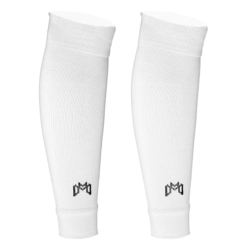 MediCaptain Pre Cut Soccer Sock Sleeves, Companion for Soccer Grip Socks, Securely Holds Shin Guards, Compression Leg Warmer - color: White