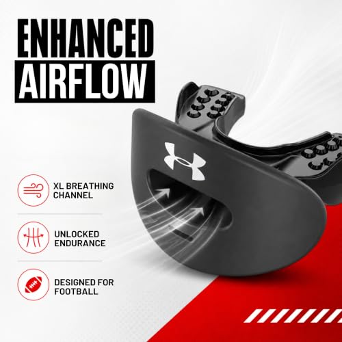 Under Armour Lip Gaurd for Football, Football Mouth Guard With Strap, Football Mouthpiece, Full Mouth Protection, Football Mouth Guard for Braces, Lip Guard Mouth Piece, Adult and Youth Mouth Guards - color: Red