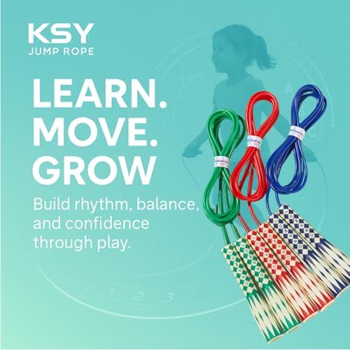 KSY Kids Jump Rope (Crystal Series) – Durable PVC Jump Rope for Kids Ages 6-12 – Lightweight, Adjustable, and Tangle-Free – Made in Korea - color: Green