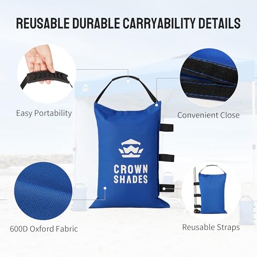 CROWN SHADES Sand Bags for Canopy Legs (150 LBS) Sandbags for Weight, Canopy Weights, Pop Up Tent Weights Bags, Blue (Unfilled) - color: Blue, size: 150lbs