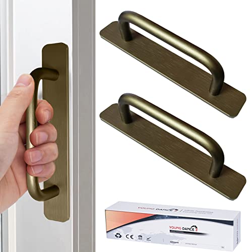 Self-Stick Instant Cabinet Handles - 2pcs Aluminum Alloy Drawer Pulls Helper with Adhesive Door Handle for Kitchen Cabinet Drawer Window Sliding Closet (5.83", Brushed Bronze) - color: Brushed Bronze, size: Small (5.83")