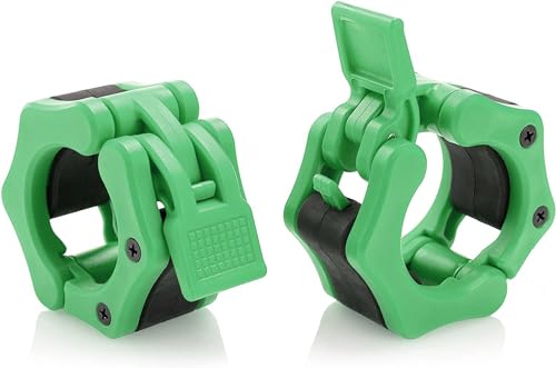 Olympic Barbell Clamps Collars Quick Release Pair Weight Clips for 2 inch Barbell GREEN - color: Green