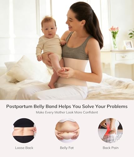 LODAY 2 in 1 Postpartum Recovery Belt,Body Wraps Works for Tighten Loose Skin - color: Beige, size: Medium