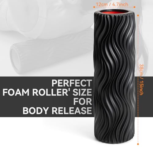Foam Roller High-Density Exercise Roller, Deep Tissue Muscle Massage, Stretching, Relieves Muscles, Improves Mobility, Fitness Roller for Pilates, Yoga, Ideal for Athletes, Beginners & Recovery - color: Black