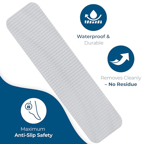 Anti-Slip Shower Stickers - Help Reduce Slipping in Bathtub & Shower, Clear Non-Slip Bath Strips, Strong Adhesive Bathtub Appliques Suitable for Homes with Kids, Adults & Seniors - 24 Pcs - Homergy - size: Rectangle