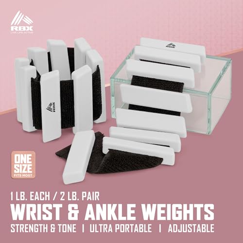 RBX Adjustable Ankle & Wrist Weights, Customizable for Pilates, Yoga, Walking, Barre, Home Workouts & Strength Training - color: White