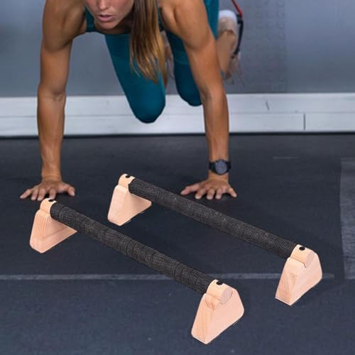 1 Pair Push Up Bar Wooden Parallettes Handstand Stand Grips Heavy Duty Nonslip Ergonomic Support Suitable for Home Gym Workouts - size: 30cm