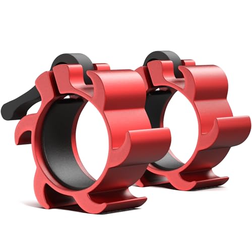 Synergee Aluminum Barbell Collars – 2" Olympic Locking Clamps - color: Red