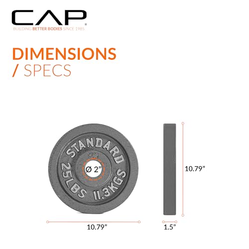 CAP Barbell 2-Inch Olympic Weight Plate | Multiple Options - size: 25 lb - Single, style: Classic - Grey