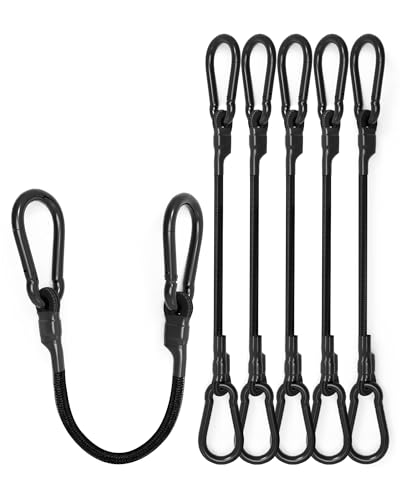 3 Inch Short Small Bungee Cords with Carabiner Hooks, 8 Pcs Black Mini UV Resistant Bungee Straps with Superior Elasticity Thai Latex, Great for Cargo, Bike, Kayak Boat, Luggage, etc - size: 3", style: Black