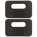 Yes4All Cast Iron Rucking Weight for Backpack, Training Weight Plate with Ergonomic Rounded Handle, Protective Glossy Finish for Weighted Walking, Hiking, Rucking, Resistance Workout - style: I. 2x15LB