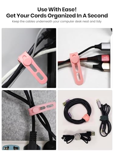 Silicone Cable Organizer, Reusable Cord Organizer Management Ties with Thickened and Widened High Elasticity Eco-Friendly Materials for Multiple Cable Management - color: 20pcs-gery