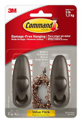 Command Forever Classic Medium Metal Wall Hook, Damage-Free Hanging Wall Hook with Adhesive Strips, Wall Hook for Hanging Back to School Dorm Organizers, 2 Metal Hooks and 4 Strips - size: Medium