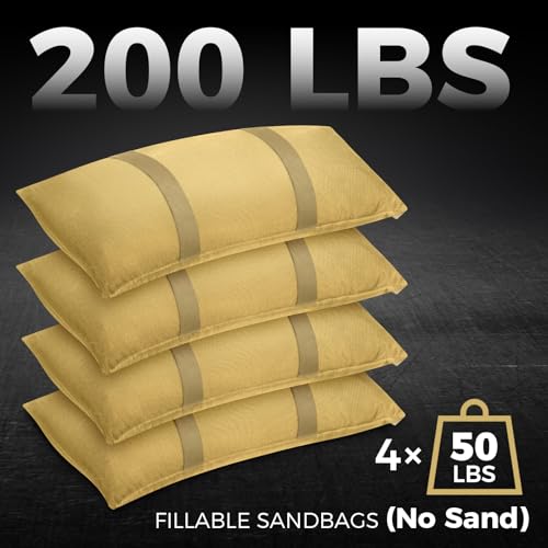 200 LBS Sand Bags for Weight, Umbrella Base Weights Sandbags, 4 Packs Fillable Heavy Duty Weight Sandbag for Outdoor Furniture Garden Backyard Patio Umbrella Trampoline Poolside Accessories (Khaki) - color: Khaki