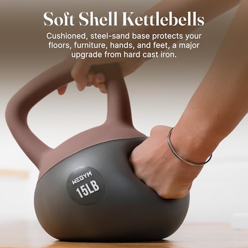 WeGym Soft Kettlebells with Cushioned Impact-Resistant Base and Anti-Slip, Wide-Grip Handle for Home Workouts, Weightlifting, and Full Body Strength Training - color: Pink, style: 15LB
