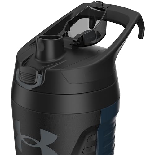 Under Armour 32 oz Insulated Water Bottles - Sports Water Jug with Fence Hook, Leak Resistant for Baseball, Football & More, 32 oz Insulated, Academy/Black - color: Academy/Black, size: 32 Ounces