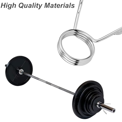 PEUTIER 2pcs Barbell Clamps, 2in Versatile Weight Clips Stainless Steel Spring Collar Clips Tight Fitness Bar Clips Weightlifting Buckle Gym Accessory for Strength Training