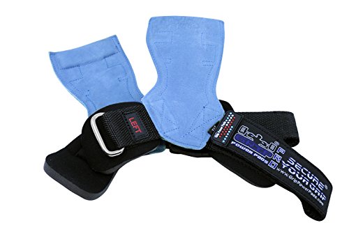 Lifting Grips PRO Weight Gloves Heavy Duty Barbell Gymnastics Straps Alternative to Power Hooks Deadlifts Adjustable Neoprene Padded Wrist Wrap - color: Blue Nubuck Leather, size: Medium 6.50"-7.50" Standard Wrist Size