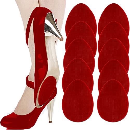 Non Slip Shoes Pads Self-Adhesive Shoe Grips Rubber Anti-Slip Shoe Grips Sole Stick Protector (Red-5Pairs) - color: Red-5pairs