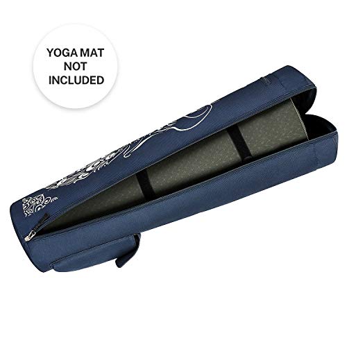 Gonex Yoga Mat Bag with Full-Zip Design, Fits Most Mats | 600D Oxford Fabric, Wet Pocket, Front Zip Pocket, Adjustable Strap, Fits Mats up to 26" - color: Dark Blue
