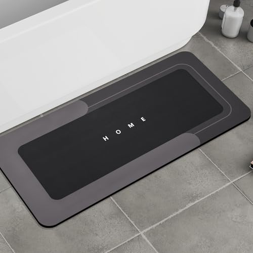 Housego Absorbent Bath Mat, Quick Dry Bath Rug, 16.93x34.65, Black | Absorbent Bath Mat Magic Rug; Quick Drying Magic Bath Mat Non-Slip Floor Rug Rubber Backed for Bathroom Kitchen Shower Sink - color: Black, size: 1'5" x 2'11" (Rectangular)