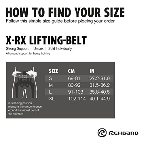 Rehband Weight Lifting Belt for Squats & Deadlifts - Weightlifting Belt for Men & Women, Powerlifting and Bodybuilding Belt Unisex, Heavy Duty Gym Belt - size: X-Large