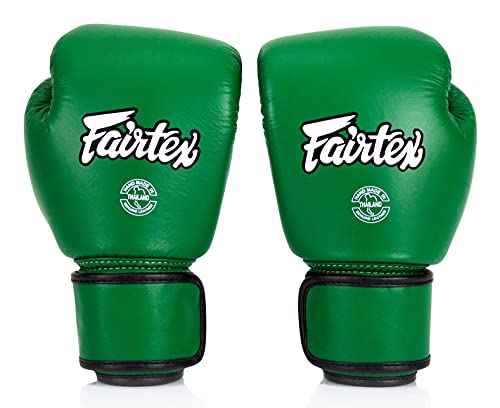 Fairtex BGV16 Leather Compact Muay Thai Boxing Gloves - color: Forest Green, size: 10 oz