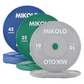 Mikolo Olympic Bumper Plates Set, 100% High-Density Low-Bounce Rubber Weight Plates with Steel Inserts, IWF Color-Coded Quiet Barbell Plates for Deadlifts, Squats & Home Gym Strength Training (Weights: 45 * 2-230LB) - style: 160LB SET(10+25+45,PAIR)