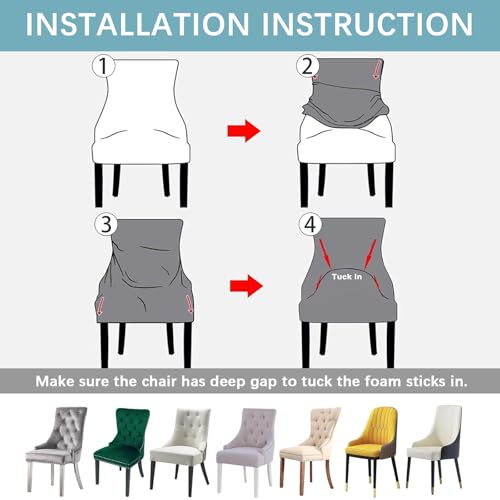 Jacquard Wingback Dining Chair Covers Stretch Wing Back Side Chair Slipcover Accent Chair Cover Slipcover with Arm Chair Protector Cover for Dining Living Room (Coffee, 4PCS) - color: B- Coffee, size: 4 PCS