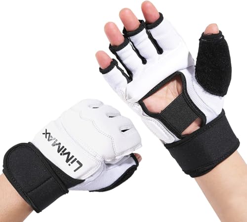 Kickboxing Sparring Gloves TKD Gloves for Men Women Half Finger Boxing Gloves Fighting Gloves Boxing Gloves for Punching Bag Training Gloves for Men Women Black - color: white, size: X-Small