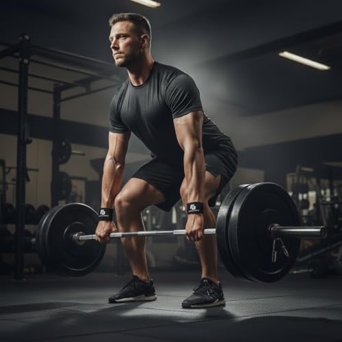 Fit Active Sports Soft Deadlift Grips for Weightlifting, Powerlifting, Deadlifts, Rows & Pull Ups – Neoprene Padded Wrist Wraps with Non-Slip Grip Support for Men & Women - size: Medium