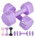 Adjustable Dumbbell Set of 2, 10LB 20LB 30LB Weight Set | Hand Weights for Women Men, Dumbbells for Home Gym Outdoor Exercise & Muscle Toning Weight Loss Rehab Strength Training - color: Purple, style: 10 lb, Pair-Rubber Handle