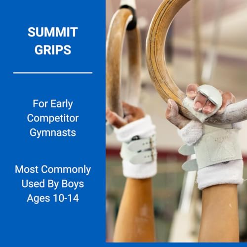 Gibson Summit Ring Gymnastic Grips for Boys, Durable Leather Grip for Secure Grip, Hand Grips for Early Competitor Gymnasts, Gymnastics Grips for Boys - Made in USA