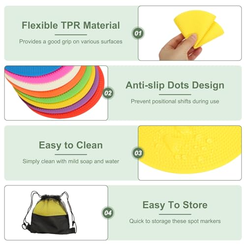 Spot Markers, Poly Spot Marker for Agility Training Floor Dots Non Slip Flat Field Cones - color: Yellow, size: 15 cm/5.9inch