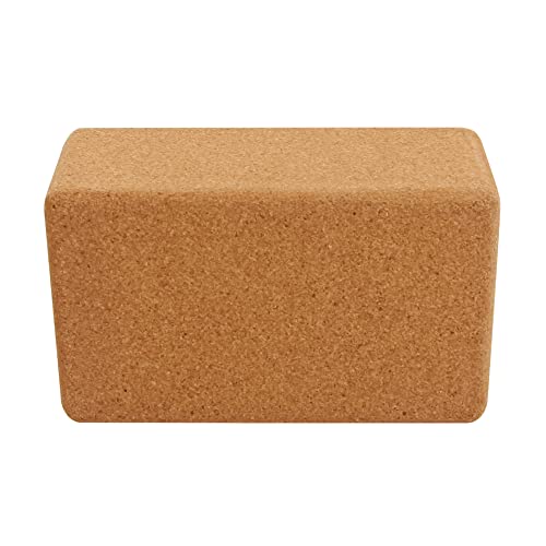 Hugger Mugger Cork Yoga Block - Naturally Grippy Texture, Durable, Made from Renewable Cork, Rounded Edges for Comfort, Great for Sweaty Hands BL-CORK