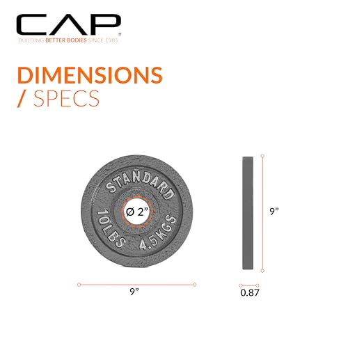 CAP Barbell 2-Inch Olympic Weight Plate | Multiple Options - size: 10 lb - Single, style: Classic - Grey